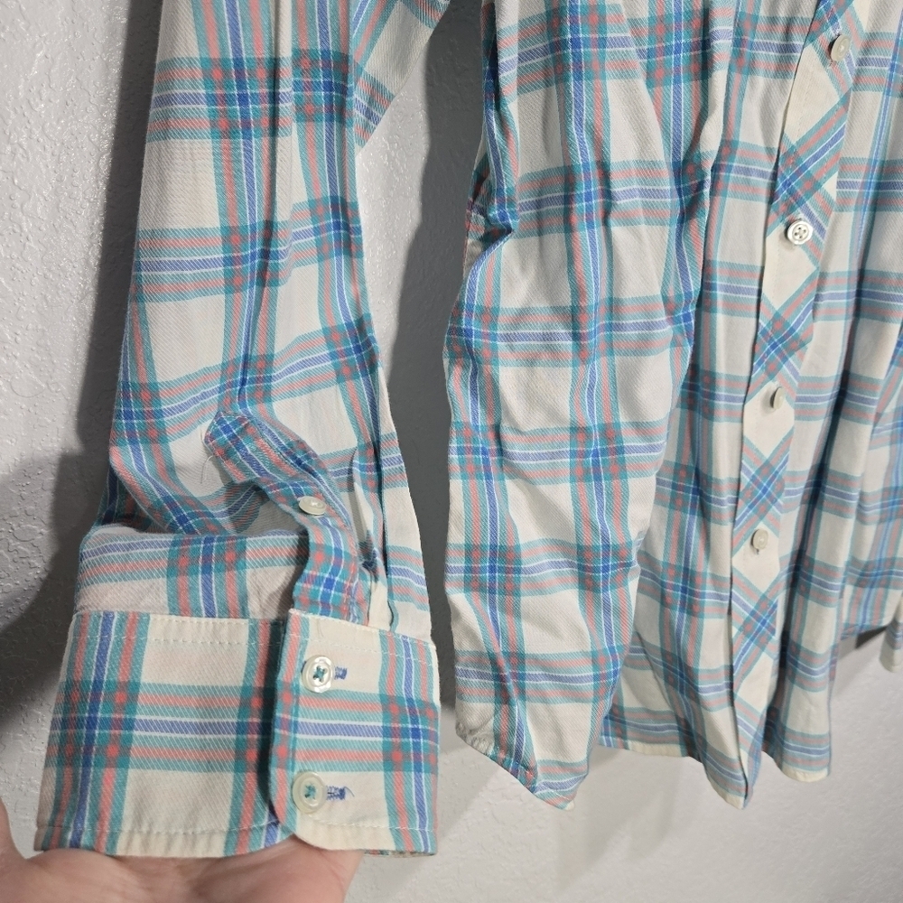 Talbots Large Plaid Button Up Cotton Shirt - Picture 3 of 5